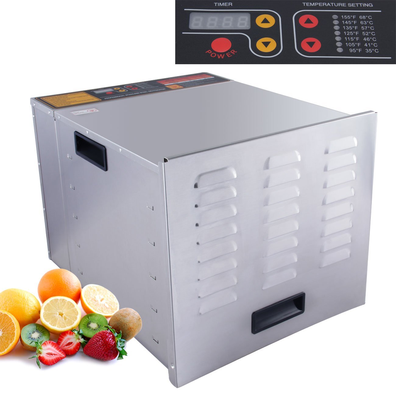 DELLA Commercial 1200W 10-Tray Food Dehydrator
