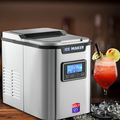 New MRP US Portable Ice Maker Stainless Steel Ice Machine ICE702 With 3 Selectable Cube Size