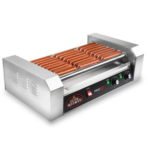 Olde Midway Commercial 18 Hot Dog 7 Roller Grill Cooker Machine 900-Watt