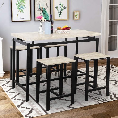 Rockjame 5 Piece Counter Height Dining Pub Table Set