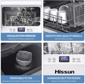 HISSUN Compact Portable Countertop Dishwasher 5 Programs