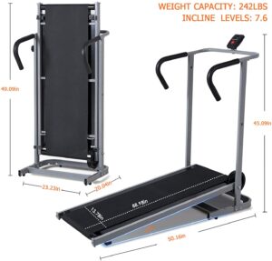 BLH Treadmill Foldable Manual Walking Running Dimensions