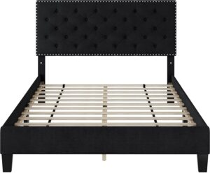 HOSTACK Full Size Bed Frame, Modern Upholstered Platform