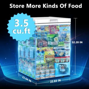 LifePlus 3.5 Cu Ft Compact Deep Chest Freezer Fast Cooling
