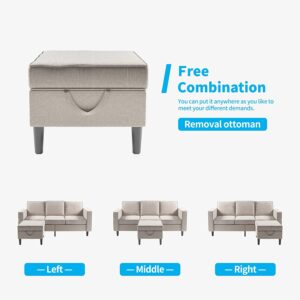 Mjkone Convertible Sectional Sofa Couch Storage Ottoman