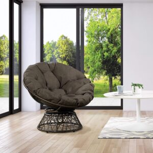 OSP Home Furnishings Wicker Papasan Swivel Chair