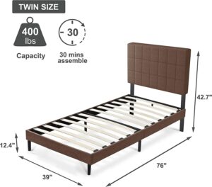 S SECRETLAND Twin Bed with Upholstered Headboard Twin Size