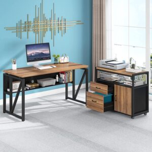 Tribesigns L Shaped Desk with Drawer Cabinet 55-inch Executive Desk