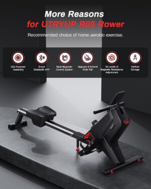 Magnetic Rowing Machine, UTRYUP Bluetooth Rower Machine for Home, High Resistance
