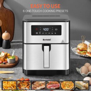 Air Fryer, 10 Quart Family Size Large Airfryer, 6 One-Touch Digital Control Borlebbi