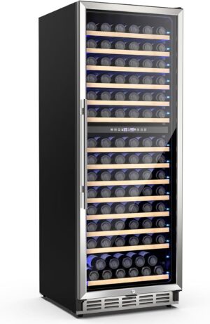 Ecojoy 24 Inch Wine Cooler Dual Zone Wine Cabinet, 154 Bottles Commercial