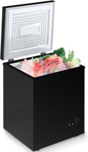 Muhub Black Chest Freezer, 3.5 Cu Ft Compact Freezer with 7 Level Adjustable Temperature