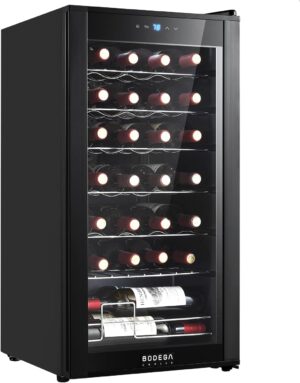BODEGA COOLER 28 Bottle Compressor Wine Cooler Refrigerator, Mini Fridge