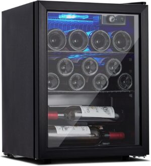 Towallmark 16 Bottle 40~61°F Freestanding Wine Refrigerator with Triple Pane Clear Glass Door
